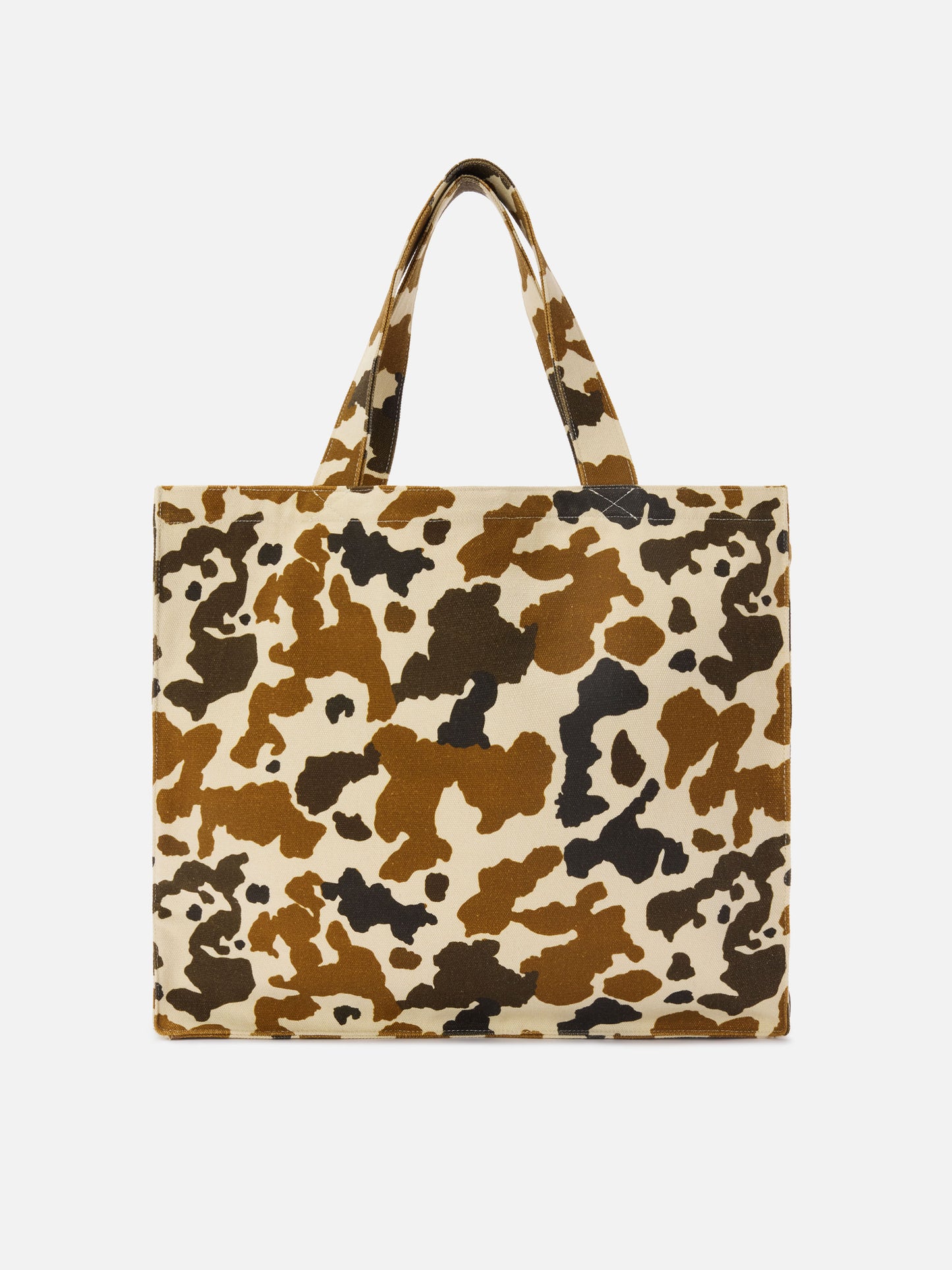 Essential canvas tote bag with cow print and printed logo