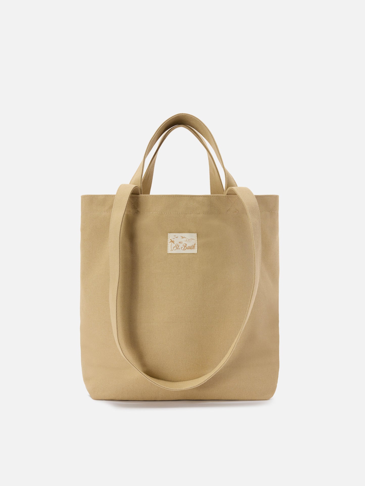 Essential Beach beige cotton tote bag with embroidered logo