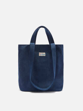 Borsa tote Essential Beach in cotone blu navy con logo ricamato