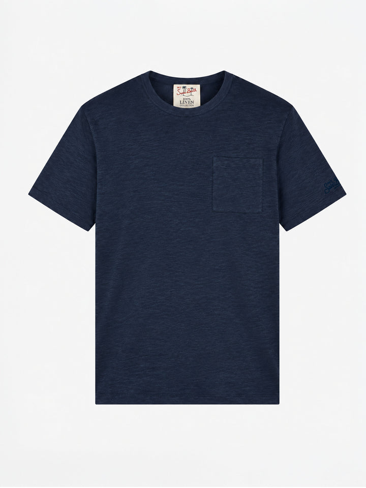 Marineblaues Ecstasea T-Shirt aus Leinen 
