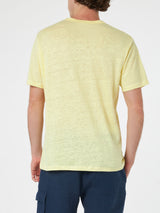 Man yellow linen jersey t-shirt Ecstasea with pocket