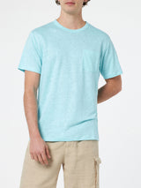 Man water green linen jersey t-shirt Ecstasea with pocket