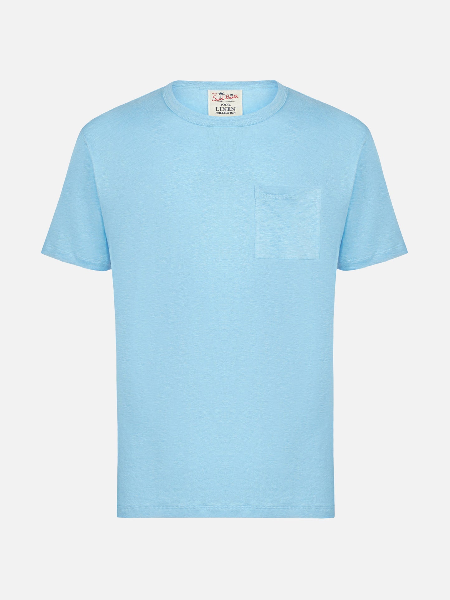 Hellblaues Herren-T-Shirt aus Leinenjersey