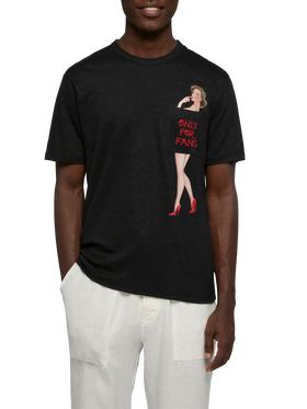 Linen jersey t-shirt Ecstasea with printed and embroidered pocket