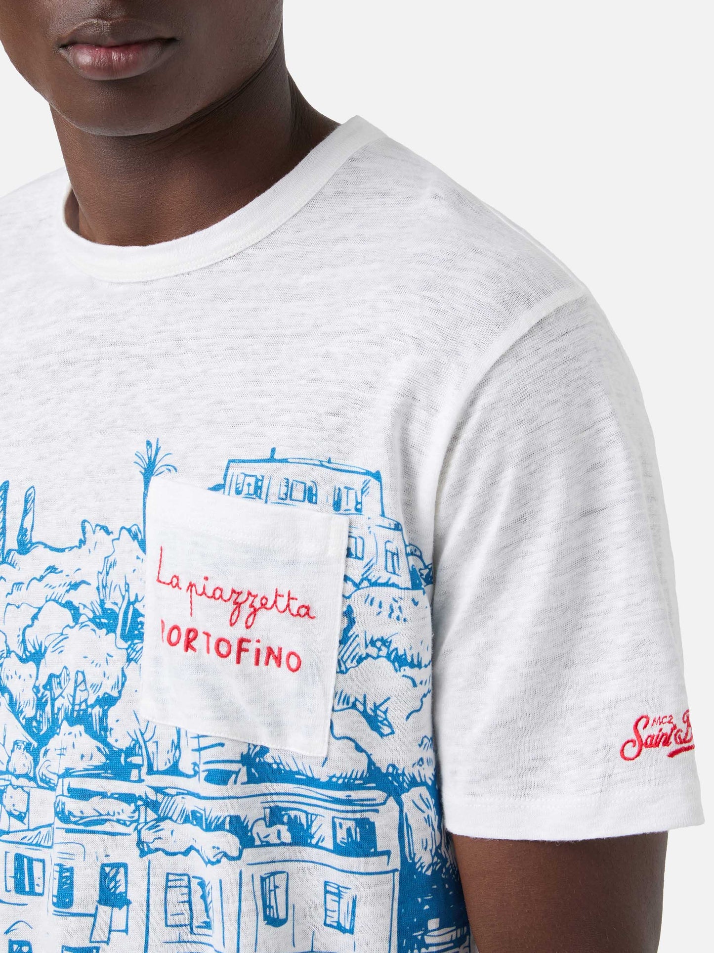 Ecstasea linen jersey t-shirt with Portofino print