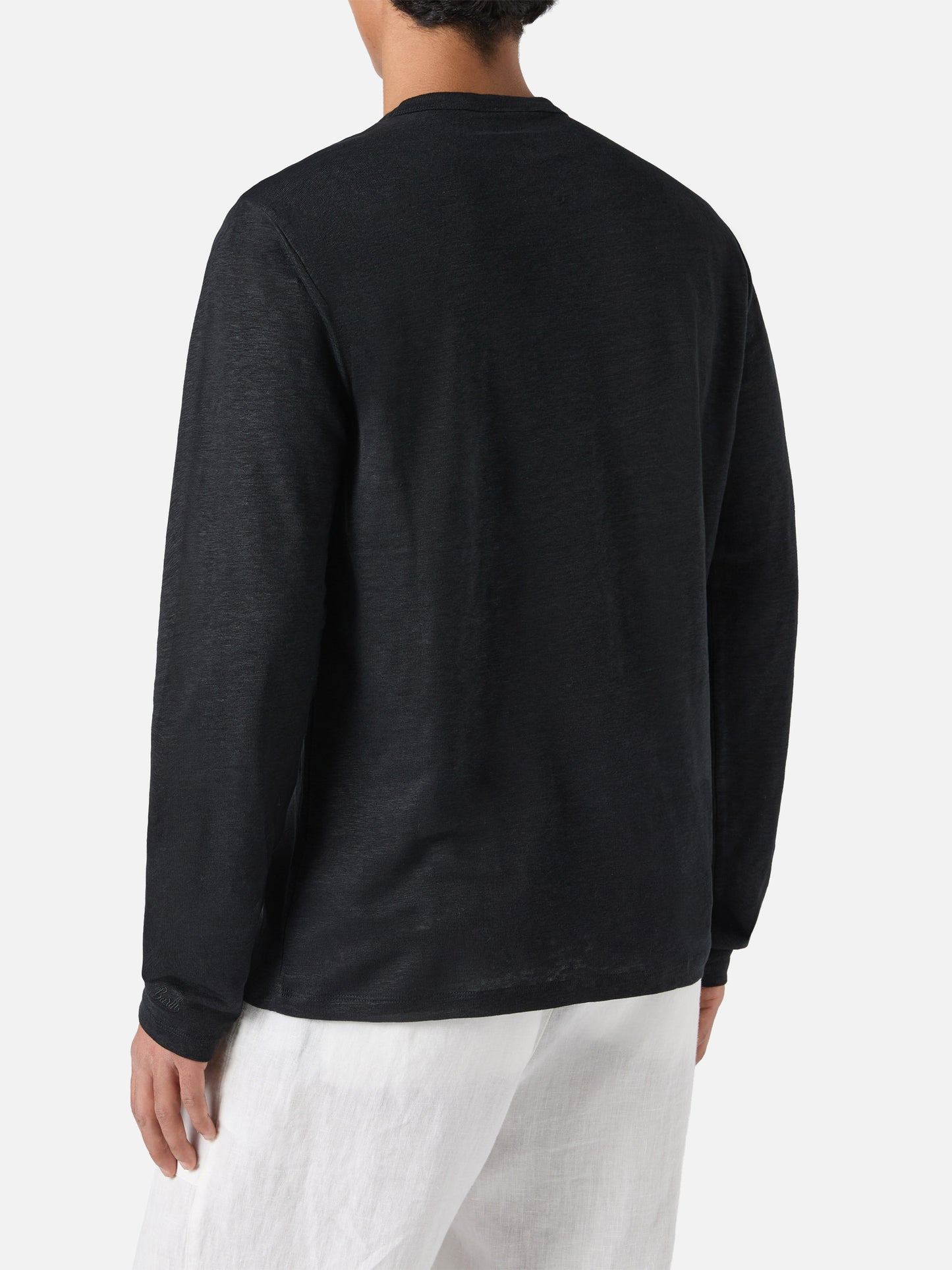 Schwarzes Herren-T-Shirt aus Leinenjersey Ecstasea mit Tasche