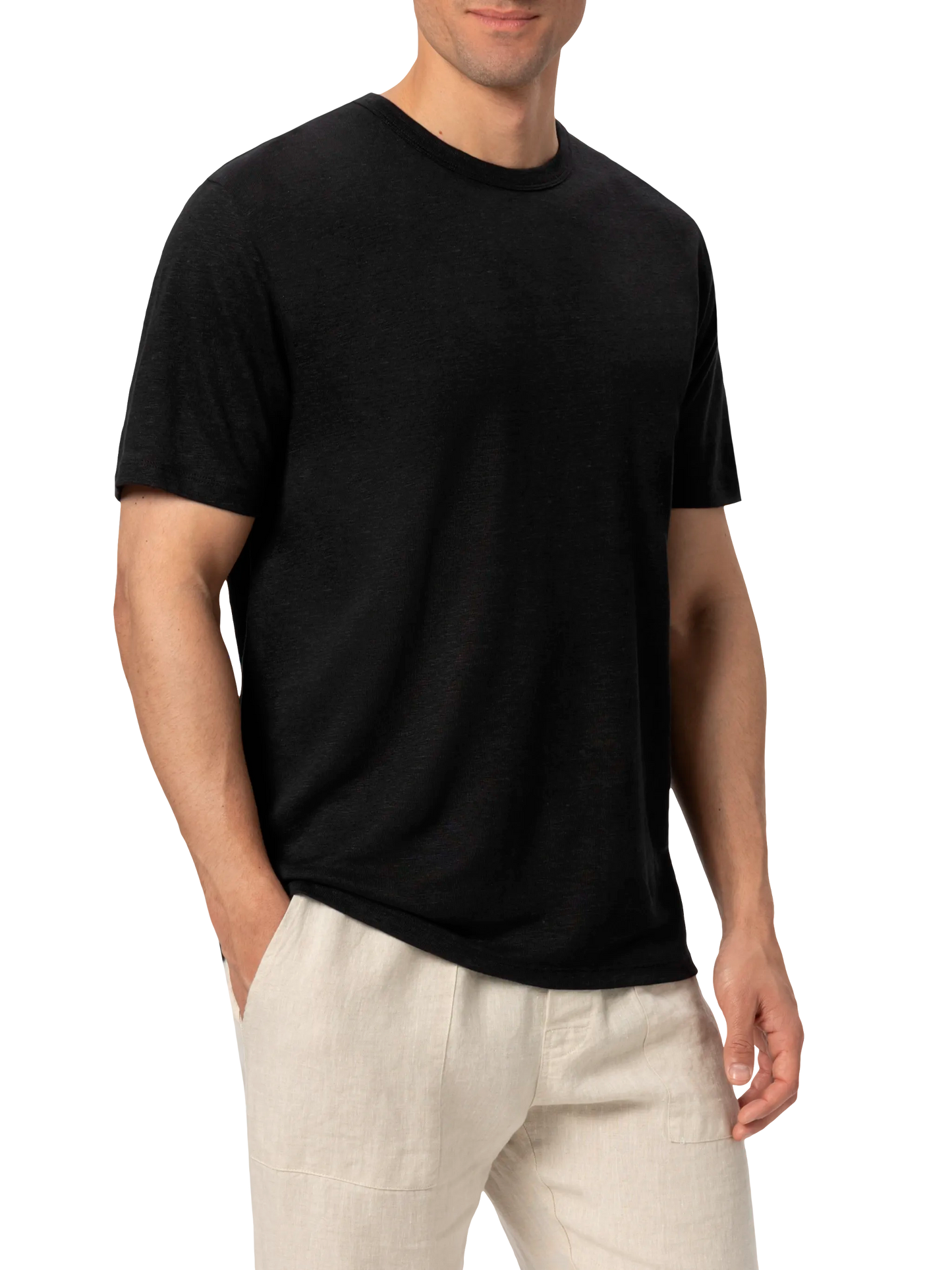 Schwarzes Leinenjersey-T-Shirt Ecstasea
