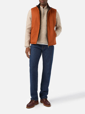 Gilet Edgar orange ciré avec doublure teddy 