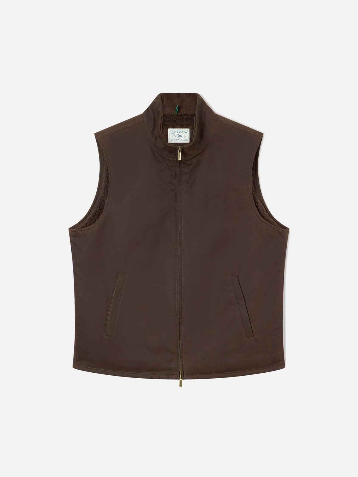 Gilet Edgar marrone cerato con fodera in teddy