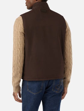 Gilet Edgar marrone cerato con fodera in teddy