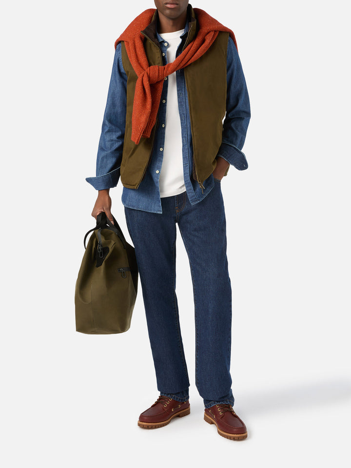 Gilet Edgar vert ciré avec doublure teddy 