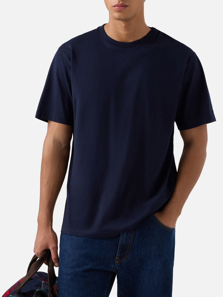 Marineblaues blue T-Shirt aus reiner Baumwolle 