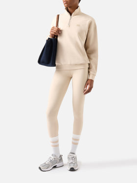 Beiges Eliade Sweatshirt mit halbem Reißverschluss und Logostickerei 