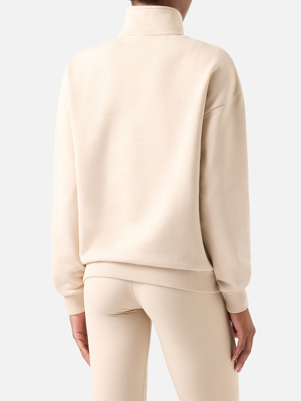 Beiges Eliade Sweatshirt mit halbem Reißverschluss und Logostickerei 