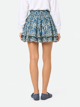 Minifalda con volantes en voile de seda para mujer Eivissa 