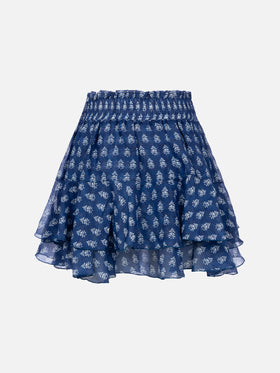 Minirock mit Rüschen aus Seiden-Voile für Damen Eivissa
