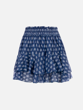 Minirock mit Rüschen aus Seiden-Voile für Damen Eivissa