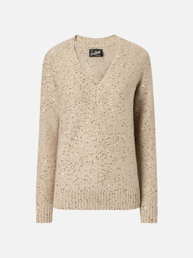 Maglione Eleara oro con pailettes