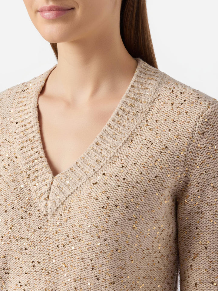 Maglione Eleara oro con pailettes