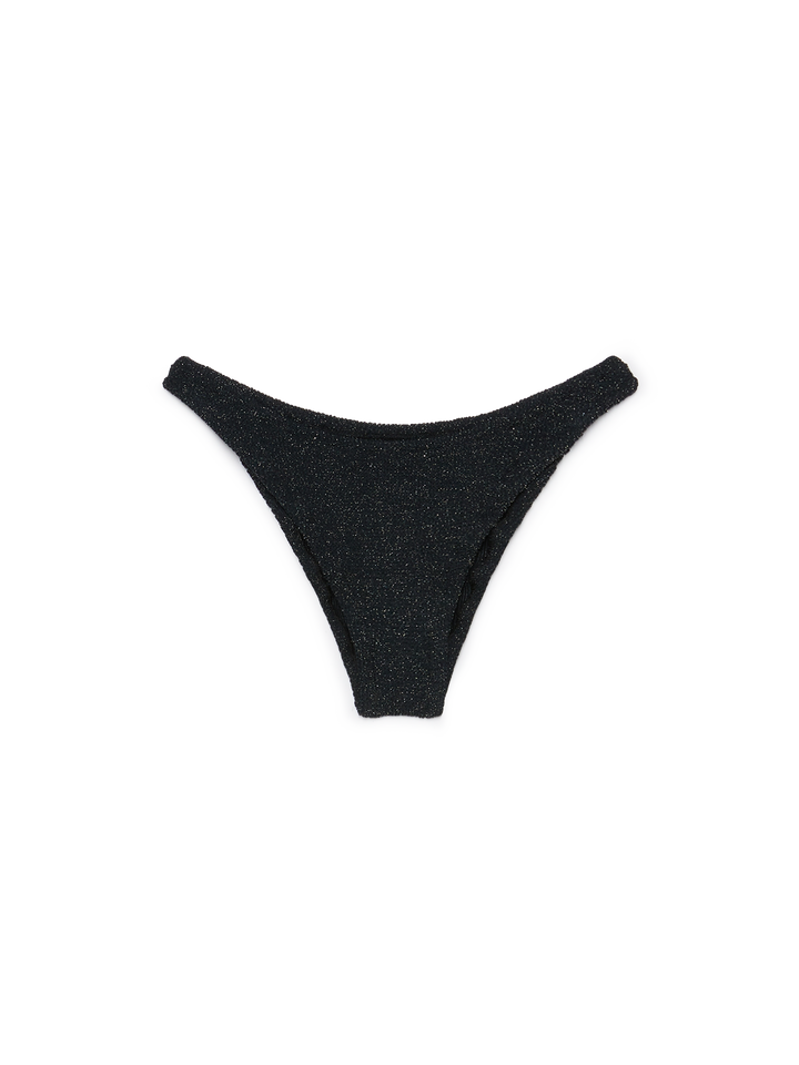 Elise classic black crinkle lurex swim briefs - Naima black lurex crinkle classic bralette top - MC2 Saint Barth