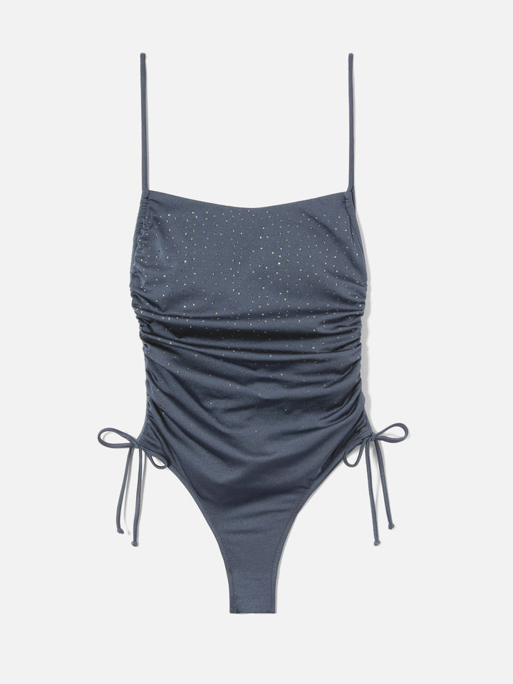 Eliya one-piece swimsuit glossy finish with rhinestone details