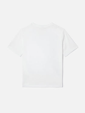 Portland Jr t-shirt with Habitué embroidery on front and back