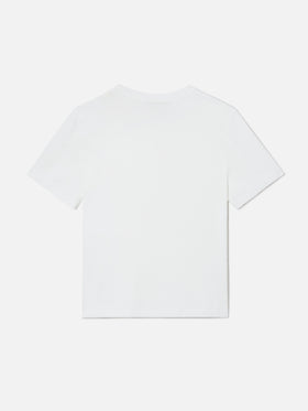 Elly T-Shirt aus weißer Baumwolle mit Selfie Queen-Stickerei 