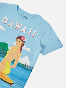 Elly cotton jersey crewneck t-shirt with Hawaii print