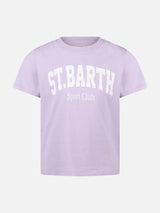 Girl cotton jersey crewneck t-shirt Elly with St. Barth print