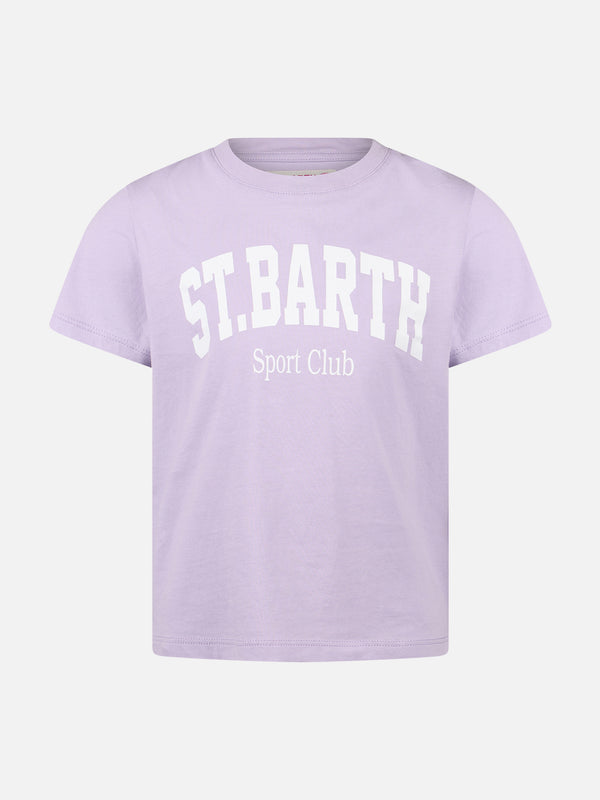 Girl cotton jersey crewneck t-shirt Elly with St. Barth print