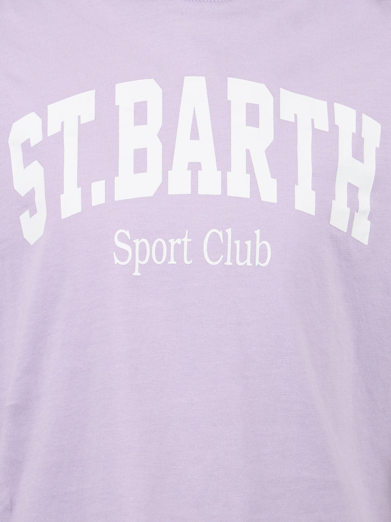 Girl cotton jersey crewneck t-shirt Elly with St. Barth print