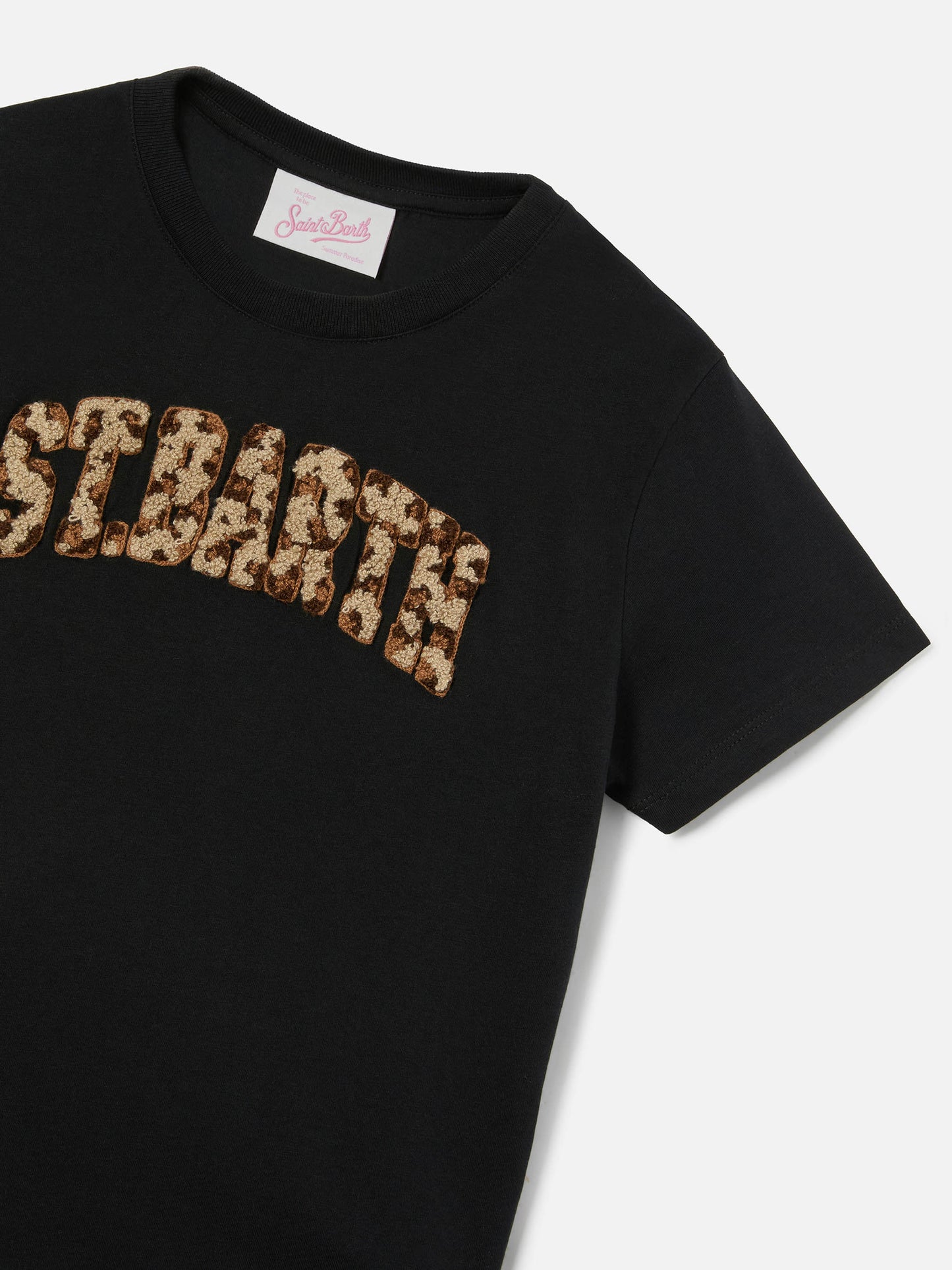 T-shirt Elly nera con patch logo animalier applicata