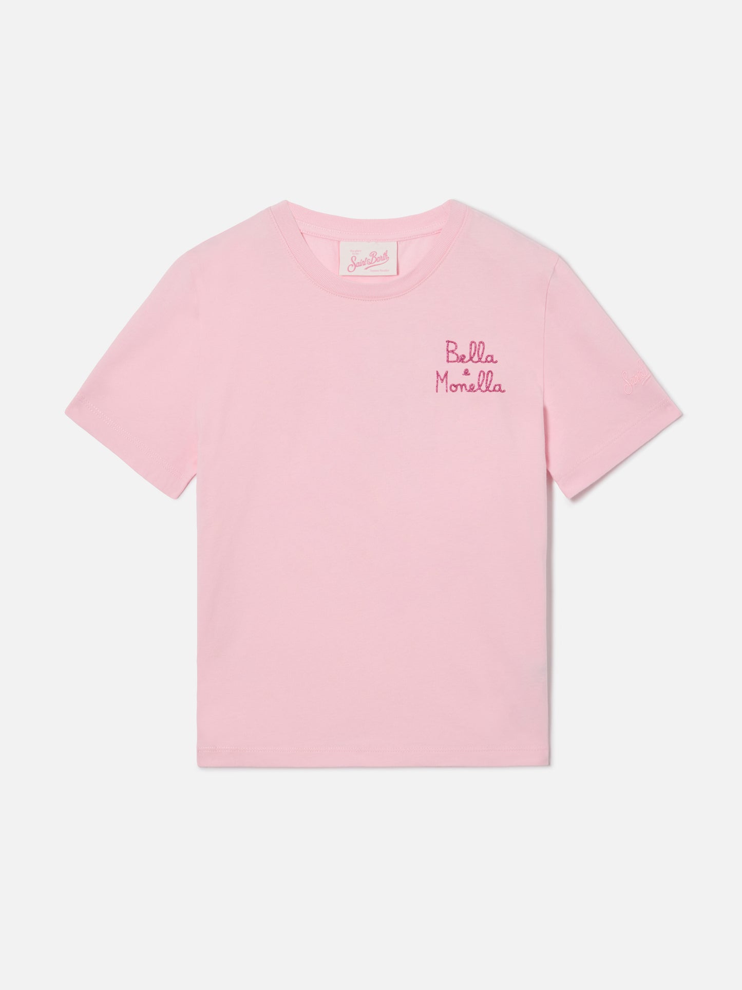 Camiseta Elly en algodón rosa con bordado Bella Monella 