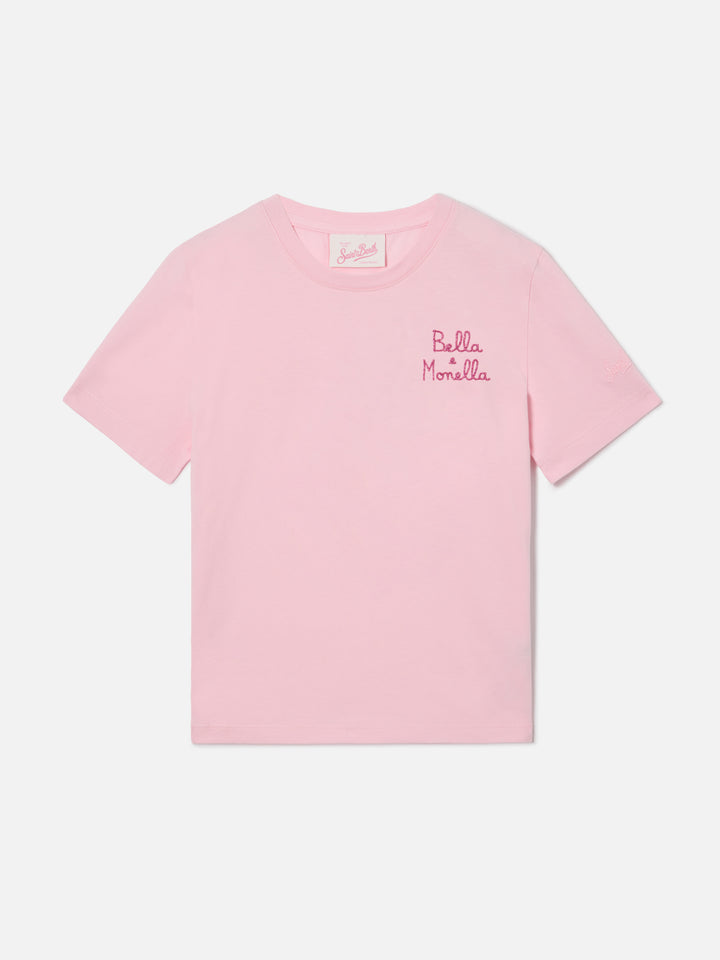 T-shirt Elly rosa con ricamo Bella Monella