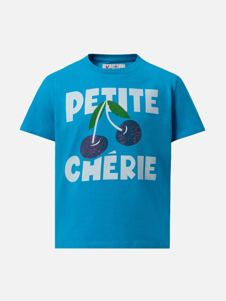 Heavy cotton t-shirt Elly with cherry rhinestone embellishment