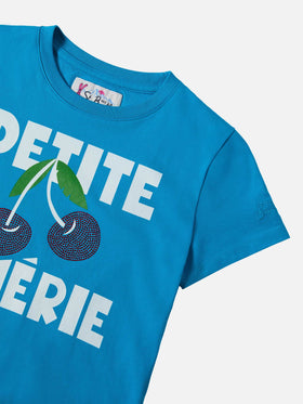 Heavy cotton t-shirt Elly with cherry rhinestone embellishment