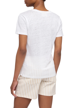 Eloise t-shirt scollo a V in jersey di lino bianca