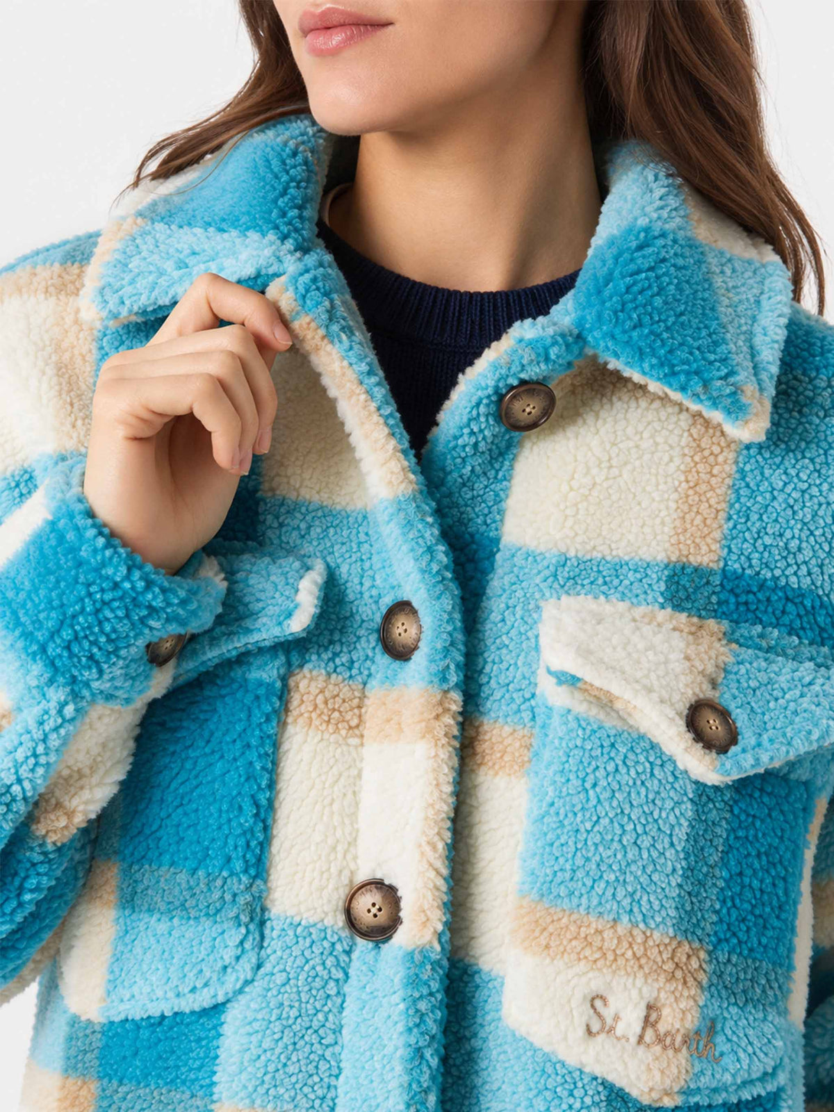 Surchemise Elys en sherpa tartan 