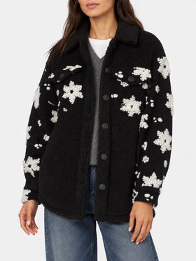 Veste Elys en sherpa noir avec motif flocon de neige 
