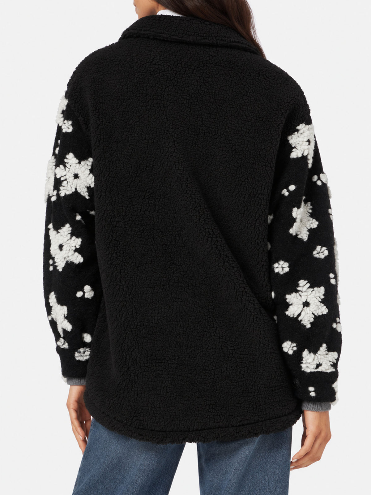 Veste Elys en sherpa noir avec motif flocon de neige 