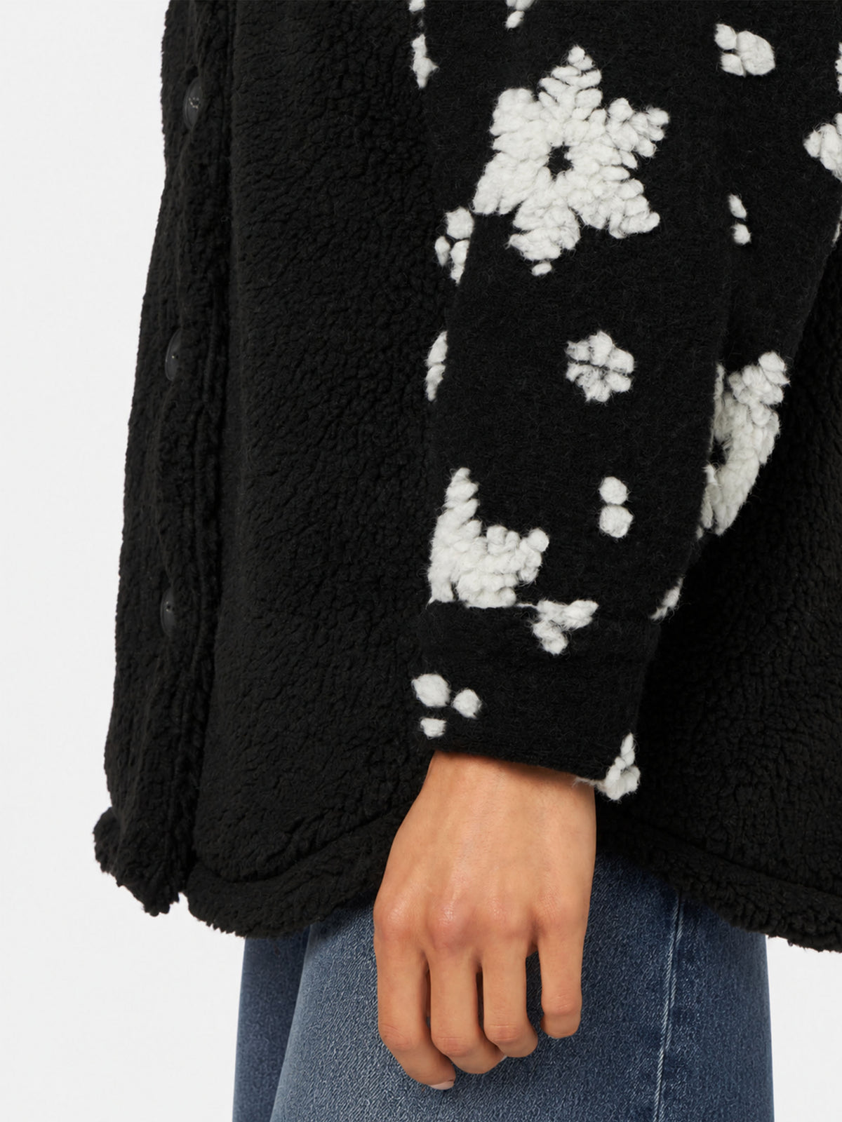 Veste Elys en sherpa noir avec motif flocon de neige 