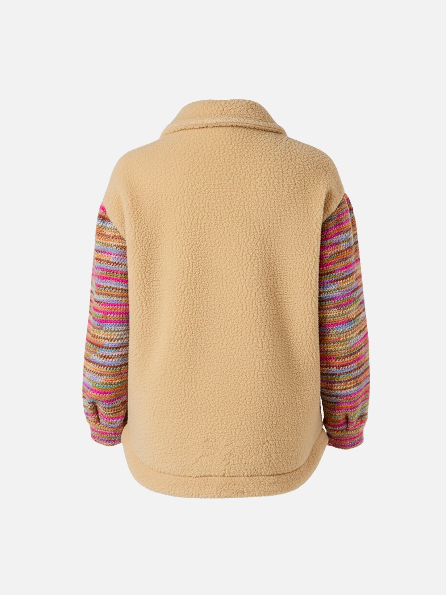 Sovracamicia Elys beige in sherpa con maniche crochet