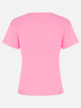 T-shirt girocollo in jersey di cotone rosa da donna Emilie