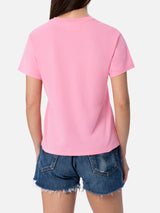 T-shirt girocollo in jersey di cotone rosa da donna Emilie