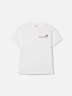 T-shirt Emilie bianca con ricamo Gin-namorata