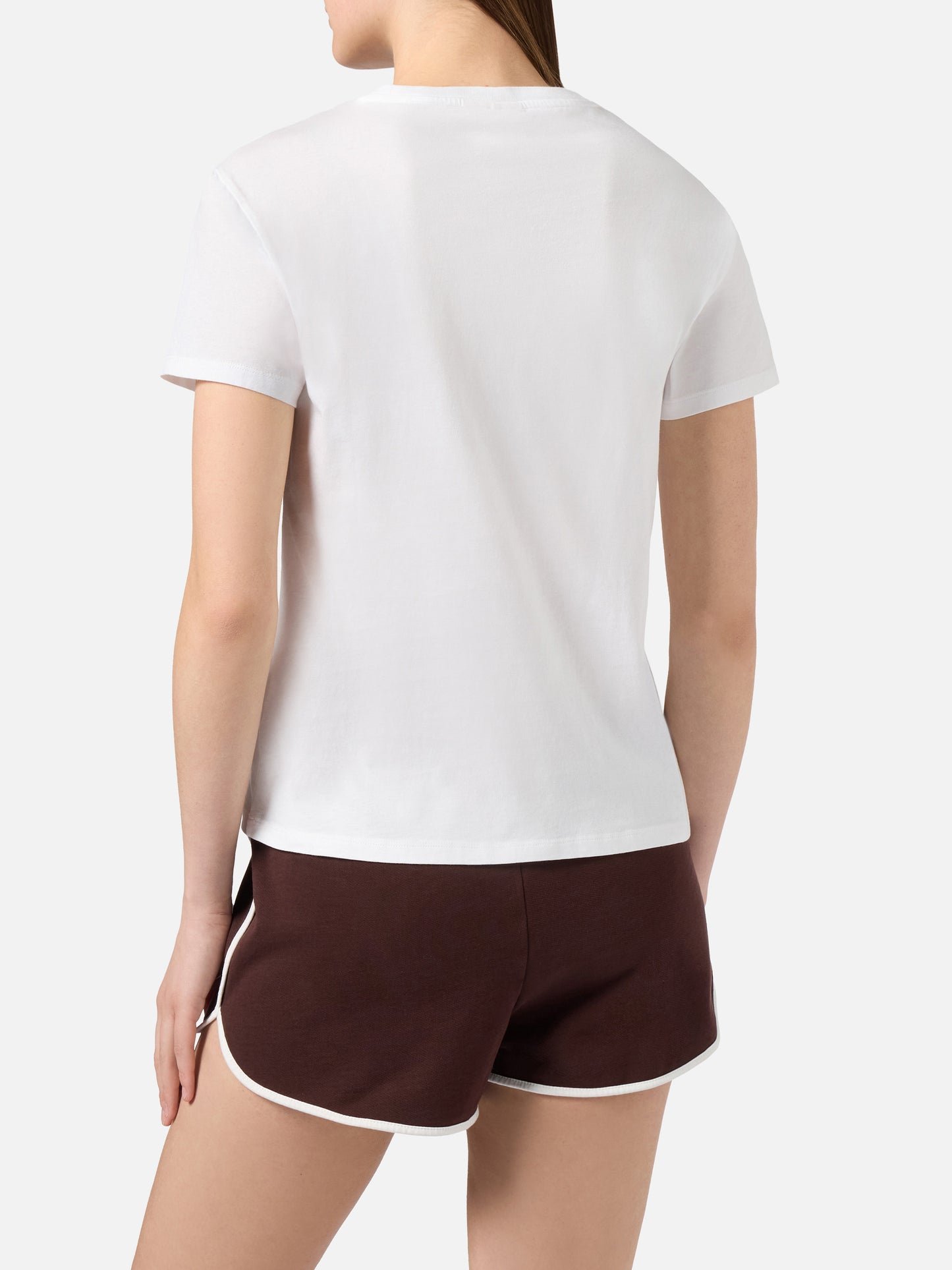 White Emilie T-shirt with embroidered animal print logo patch