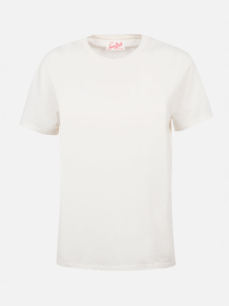 Woman off-white cotton jersey crewneck t-shirt Emilie