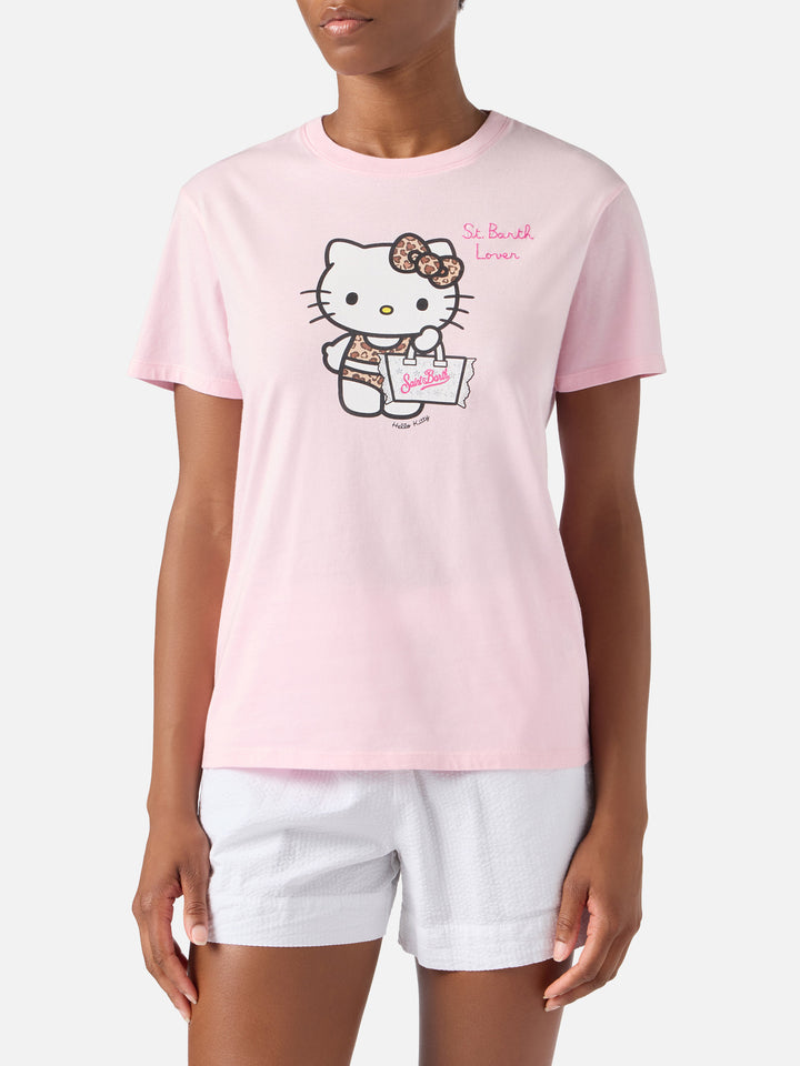 Pink Emilie T-shirt with Hello Kitty print and St. Barth Lover embroidery | Special edition