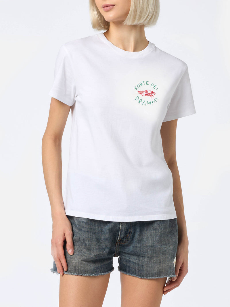 Cotton t-shirt with "Forte dei Drammi" embroidery | INSULTI LUMINOSI SPECIAL EDITION