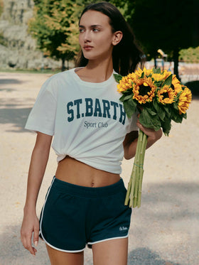 Navy blue Francine cotton shorts with logo embroidery